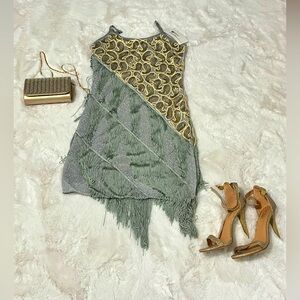 Gatsby thamed Cocktail dress with embroidered fringe sequins